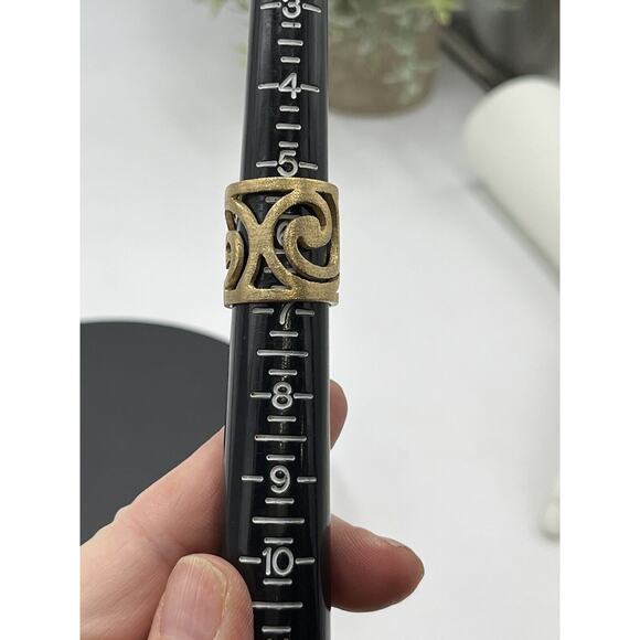 Andara Wide Band Brushed Textured Gold Tone Wide‎ Cigar Band Ring Sz 6-6.5 - Picture 14 of 15